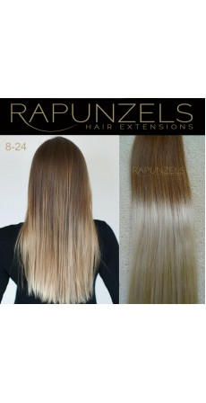 1 Gram 18" Pre Bonded Nail Tip Colour #8 to 24 Dip Dye Ombre (25 Strands)